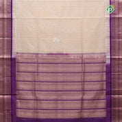 Creamy Sandal copper zari butta lines purple copper zari border kuppadam silk cotton saree