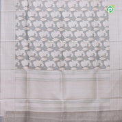 Grey zari by zari jaal full body design self border banaras tissue silk silk saree