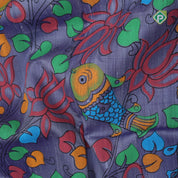 Dark Lavender base multi color digital printed design double color border dhupion saree