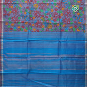 Dark Lavender base multi color digital printed design double color border dhupion saree