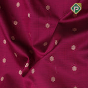 Hot pink gold zari small flower butta design contrast green gold zari rangoli border banaras silk saree
