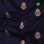 Indigo blue silver gold zari meena work lotus design Red gold zari rangoli border banaras silk saree