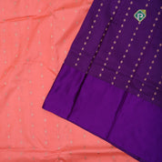 peach pink gold zari small flower design Purple gold zari rangoli border banaras silk saree