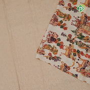 earth green silver gold zari grand floral creamy green animated digital print border silk saree