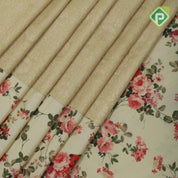 mint green silver zari grand floral creamy green floral digital print border silk saree