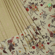 cardamon green gold zari grand floral creamy green modern floral digital printed border silk saree