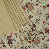 cardamon green gold zari grand floral creamy green modern floral digital printed border silk saree
