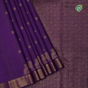 Purple gold zari micro checks and butta design self gold zari mayilkan border traditional silk saree