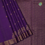 Purple gold zari micro checks and butta design self gold zari mayilkan border traditional silk saree