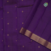 Purple gold zari micro checks and butta design self gold zari mayilkan border traditional silk saree