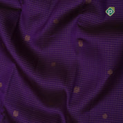 Purple gold zari micro checks and butta design self gold zari mayilkan border traditional silk saree