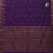 Purple gold zari micro checks and butta design self gold zari mayilkan border traditional silk saree