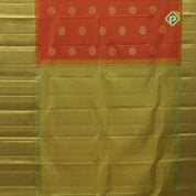 Honey orange gold zari big chakkaram butta contrast leaf green gold zari rangoli border Traditional silk saree
