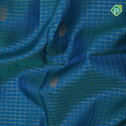 Peacock blue gold zari vairaoosi chakkram butta self gold zari designed multi lines border traditional silk saree