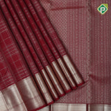 maroon gold zari multi lines checks self gold zari double design border traditional silk saree