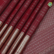maroon gold zari multi lines checks self gold zari double design border traditional silk saree
