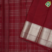 maroon gold zari multi lines checks self gold zari double design border traditional silk saree