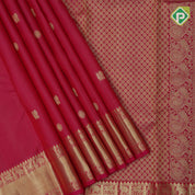 Rose pink gold zari vairaoosi annam chakkram butta self gold zari rettapet border traditional silk saree