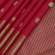 Rose pink gold zari vairaoosi annam chakkram butta self gold zari rettapet border traditional silk saree