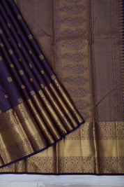Purple blue gold zari vairaoosi butta design self gold zari mid bavanji border traditional silk saree