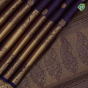 Purple blue gold zari vairaoosi butta design self gold zari mid bavanji border traditional silk saree