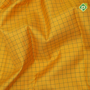 Corn yellow green silk thread Checks design contrast rani pink meena work rettapet border traditional Silk saree