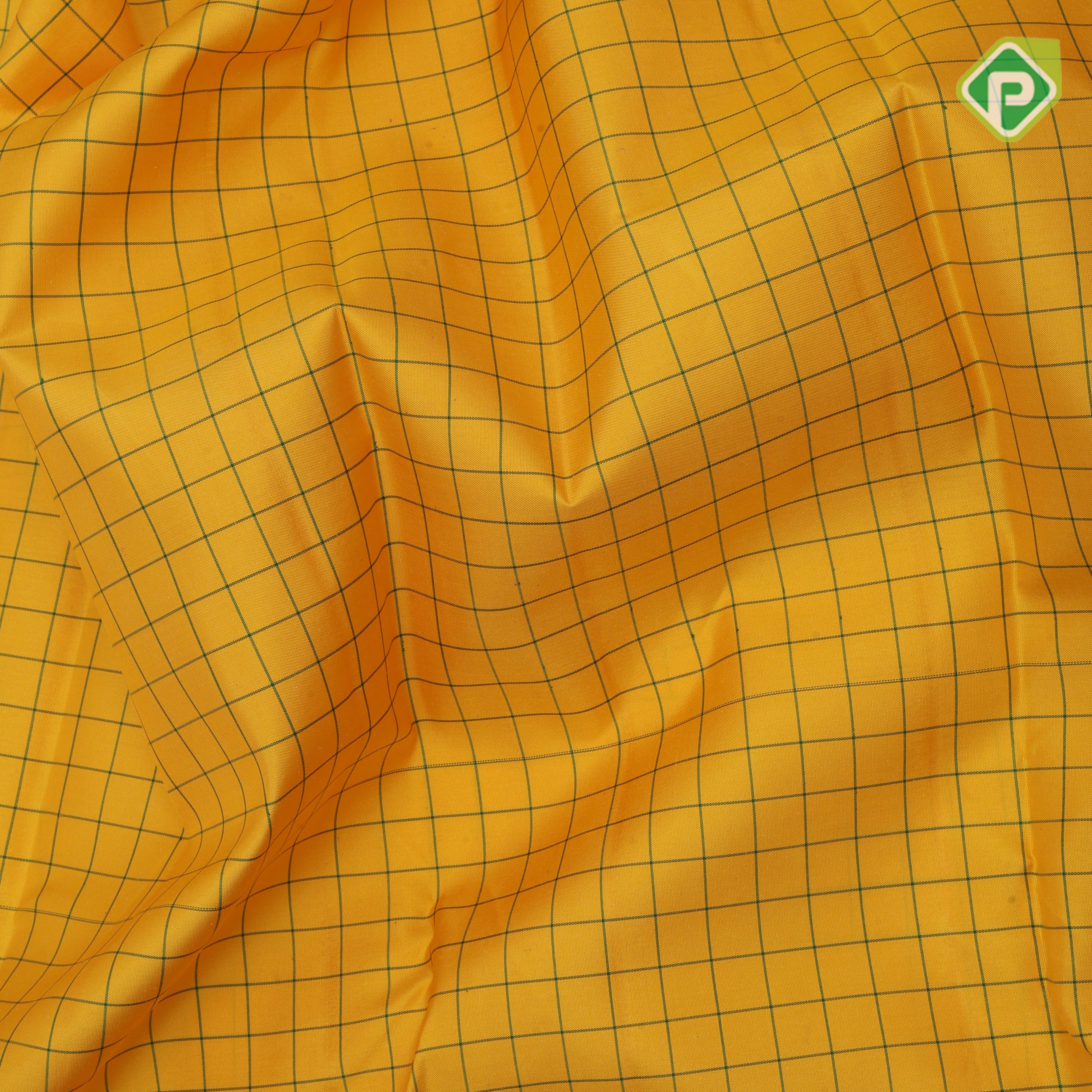 Corn yellow green silk thread Checks design contrast rani pink meena work rettapet border traditional Silk saree