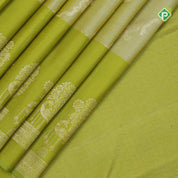 Mint green gold zari grand floral creeper design parrot green peacock design border grand bridal silk saree