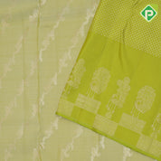 Mint green gold zari grand floral creeper design parrot green peacock design border grand bridal silk saree