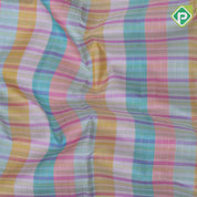 Multi color with silver gold zari checks self gold zari edge border trendy designer silk saree