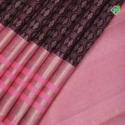 beetroot maroon gold zari grand butta design contrast baby pink gold zari multi lines border grand bridal silk saree
