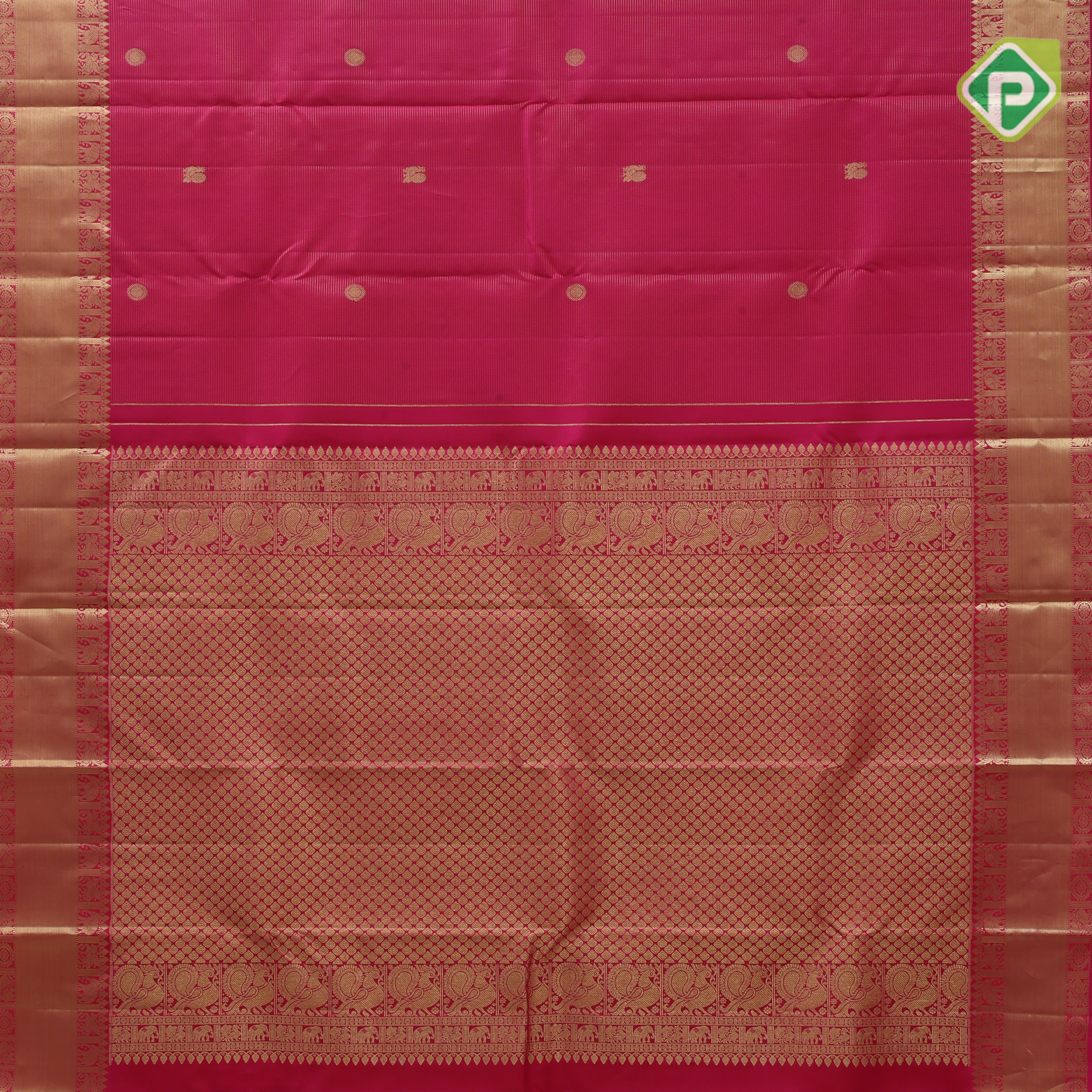 Rose pink gold zari vairaoosi annam chakkram butta self gold zari rettapet border traditional silk saree