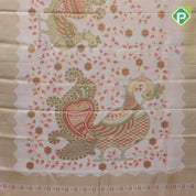 Milk white gold zari colorful big peacock zari by zari weaved self gold zari turning border signature edition silk saree