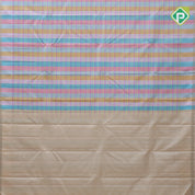 Multi color with silver gold zari checks self gold zari edge border trendy designer silk saree