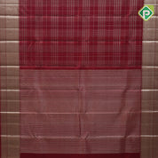 maroon gold zari multi lines checks self gold zari double design border traditional silk saree