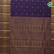Purple blue gold zari vairaoosi butta design self gold zari mid bavanji border traditional silk saree
