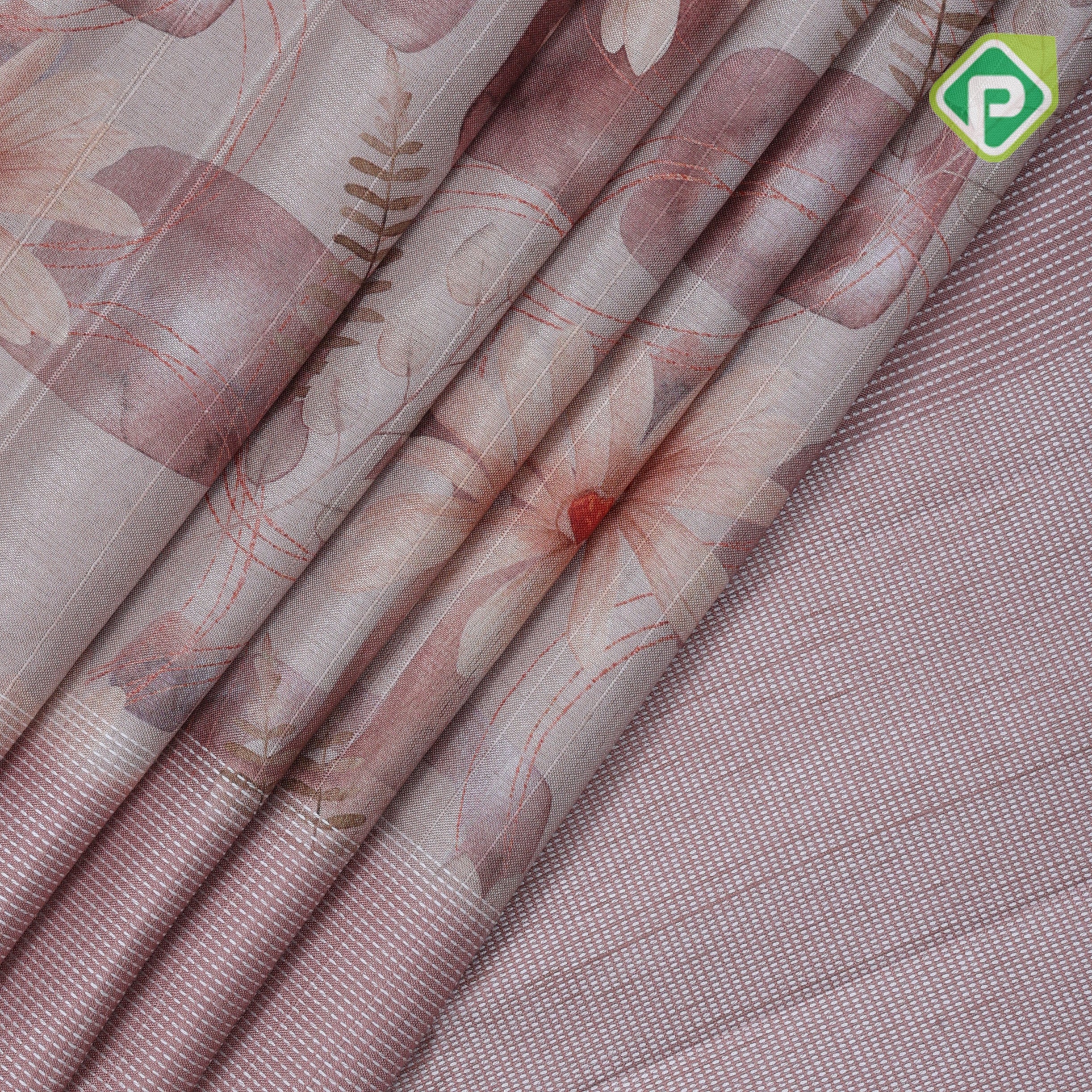 Fancy flowers printed design self thread lines border fancy cotton saree