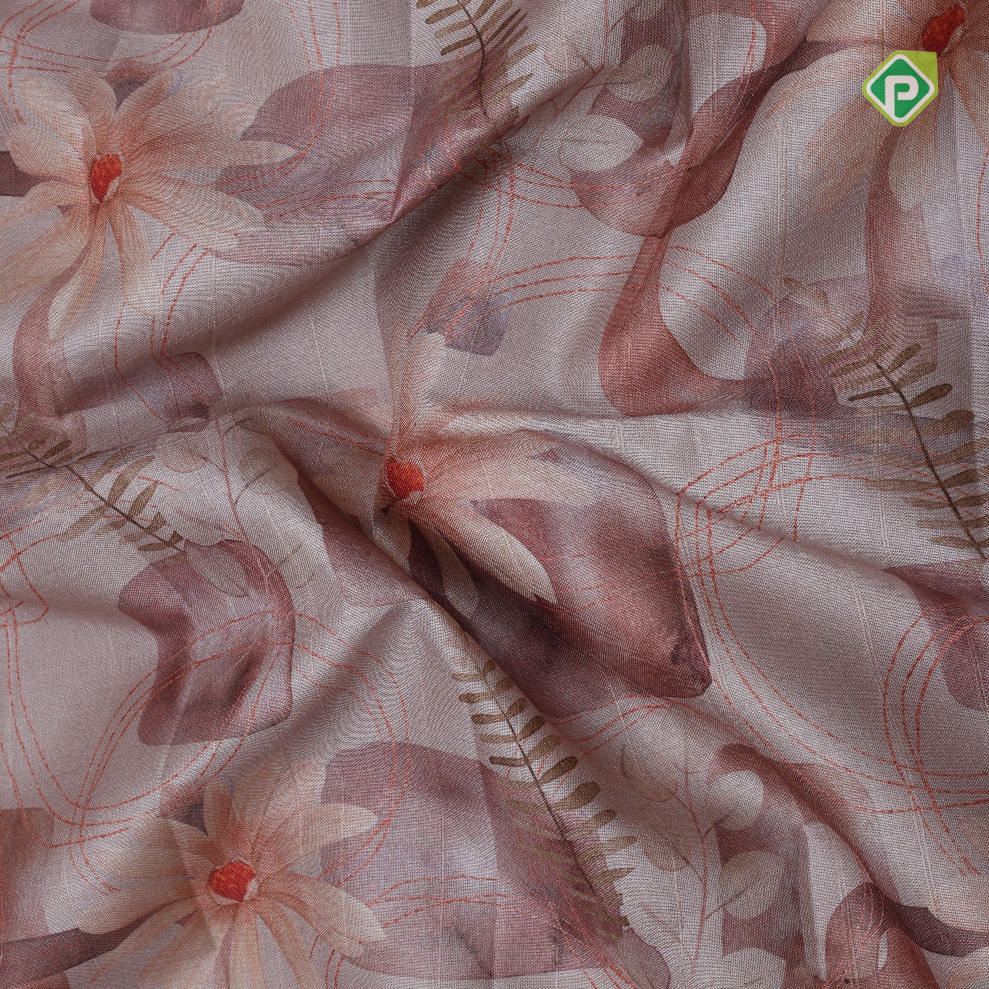 Fancy flowers printed design self thread lines border fancy cotton saree
