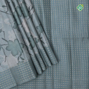 Pastel color fancy flower design self gold zari buttons border fancy border cotton saree