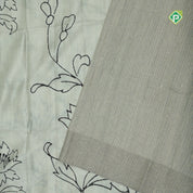 creamy color floral print self zari plain border fancy cotton saree