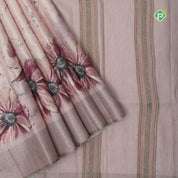 Pastel shades big flower design self color zari border fancy cotton saree