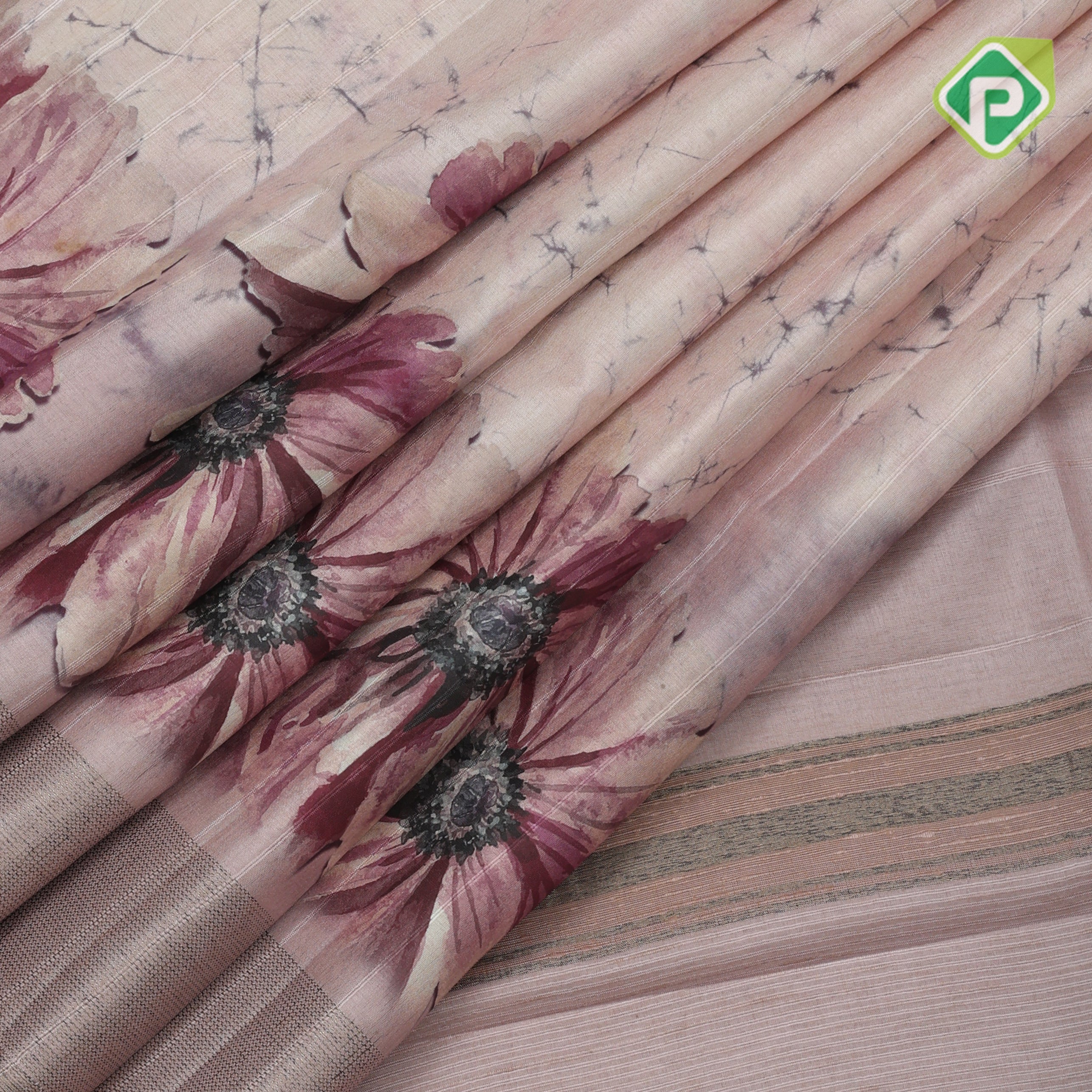 Pastel shades big flower design self color zari border fancy cotton saree