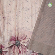 Pastel shades big flower design self color zari border fancy cotton saree