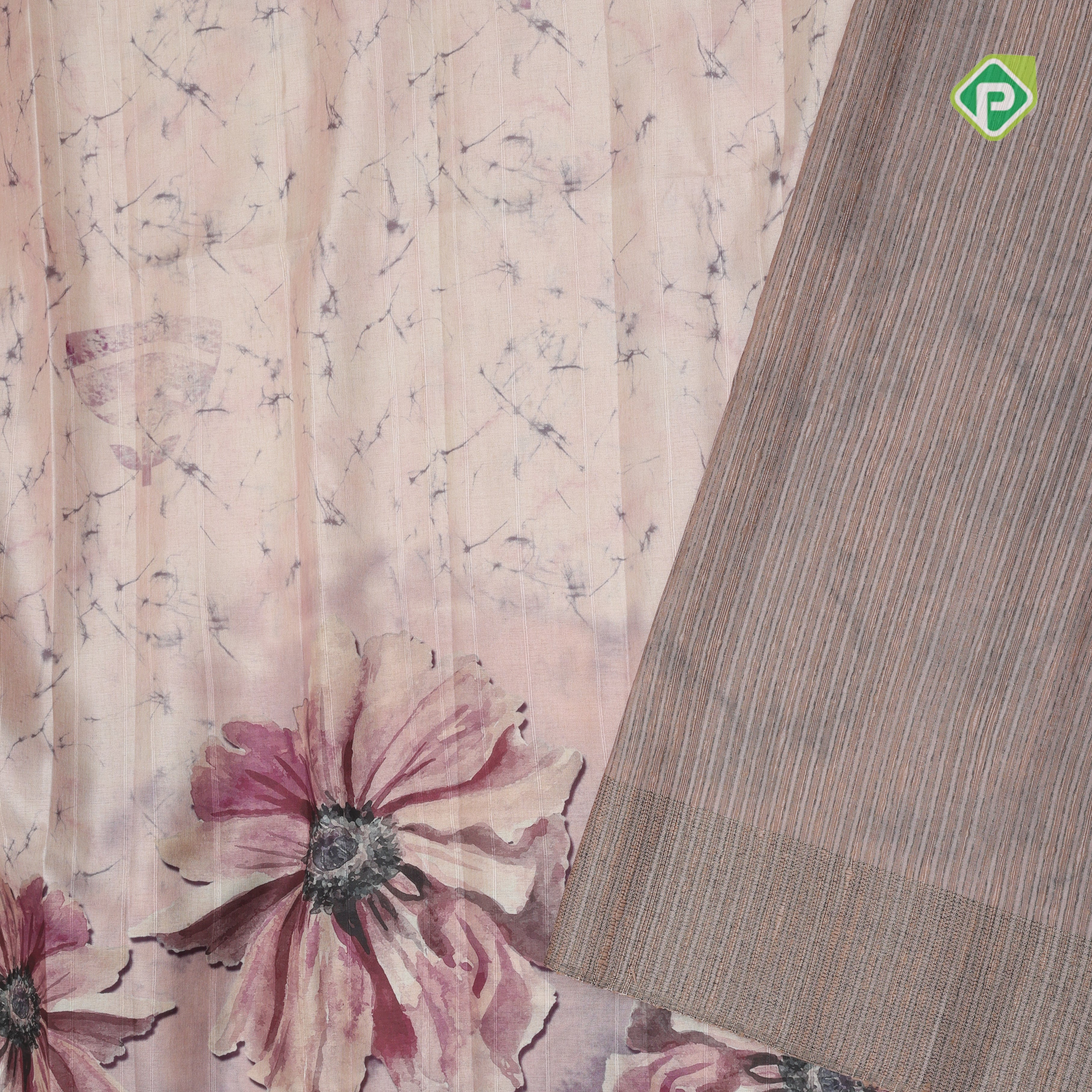 Pastel shades big flower design self color zari border fancy cotton saree
