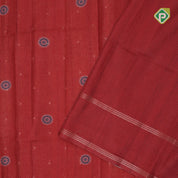 Dark color gold zari butta chakram prints cream base leaves border fancy cotton saree