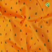 Mango yellow red green silk thread butta design contrast Purple blue gold zari meena work border Traditional silk saree