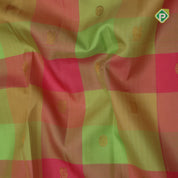 pink base tri color big checks annam chakkram butta pink gold zari edge border traditional silk saree