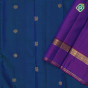 peacock blue gold zari rudraksham peacock butta contrast purple gold zari rettapet border traditional silk saree