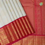 Half White gold zari sparrows in flowers grand design rani pink gold zari annam border grand bridal silk saree