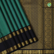 Emarald green gold micro vairaoosi design grape brown gold zari rettapet border vintage traditional silk saree